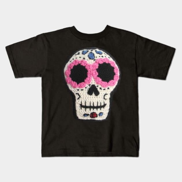 Sugar Skull Crochet Kids T-Shirt by LuvbuzzArt